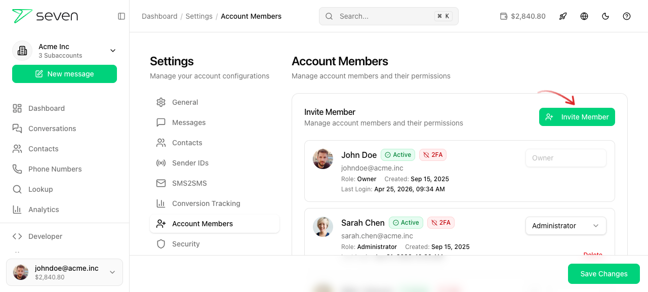 Account Members overview