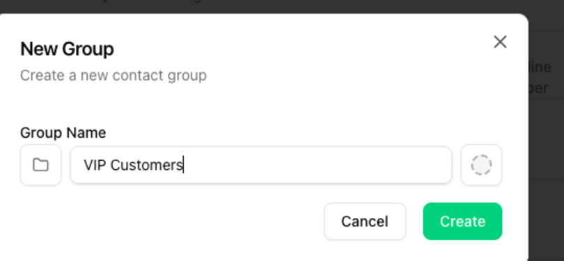 New Group dialog