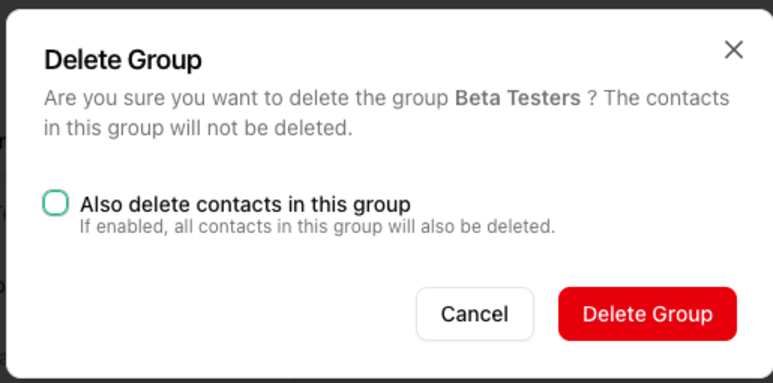 Delete Group dialog